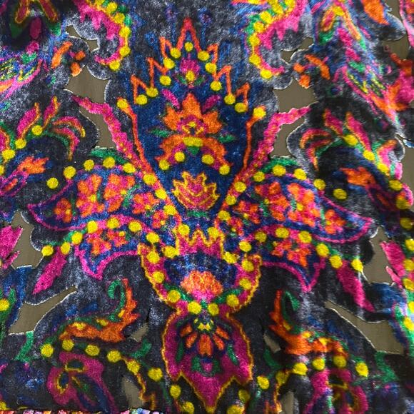 Free People Sz S All the Time Velvet Mini Dress in Dark Night Combo Boho Sexy - Picture 11 of 16